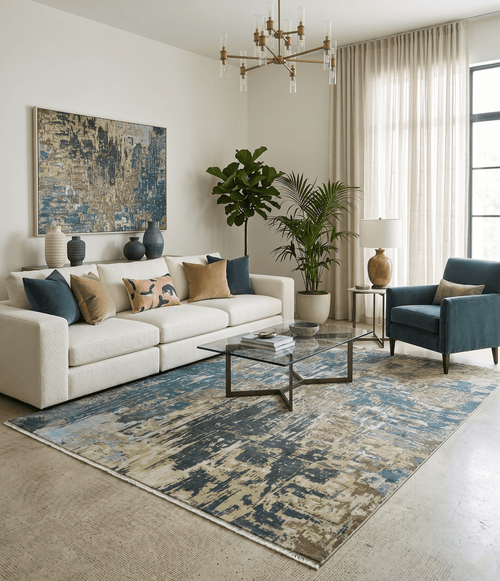 9x12 Fine Hand Knotted Brown Multicolor Modern Abstract Wool Area Rug