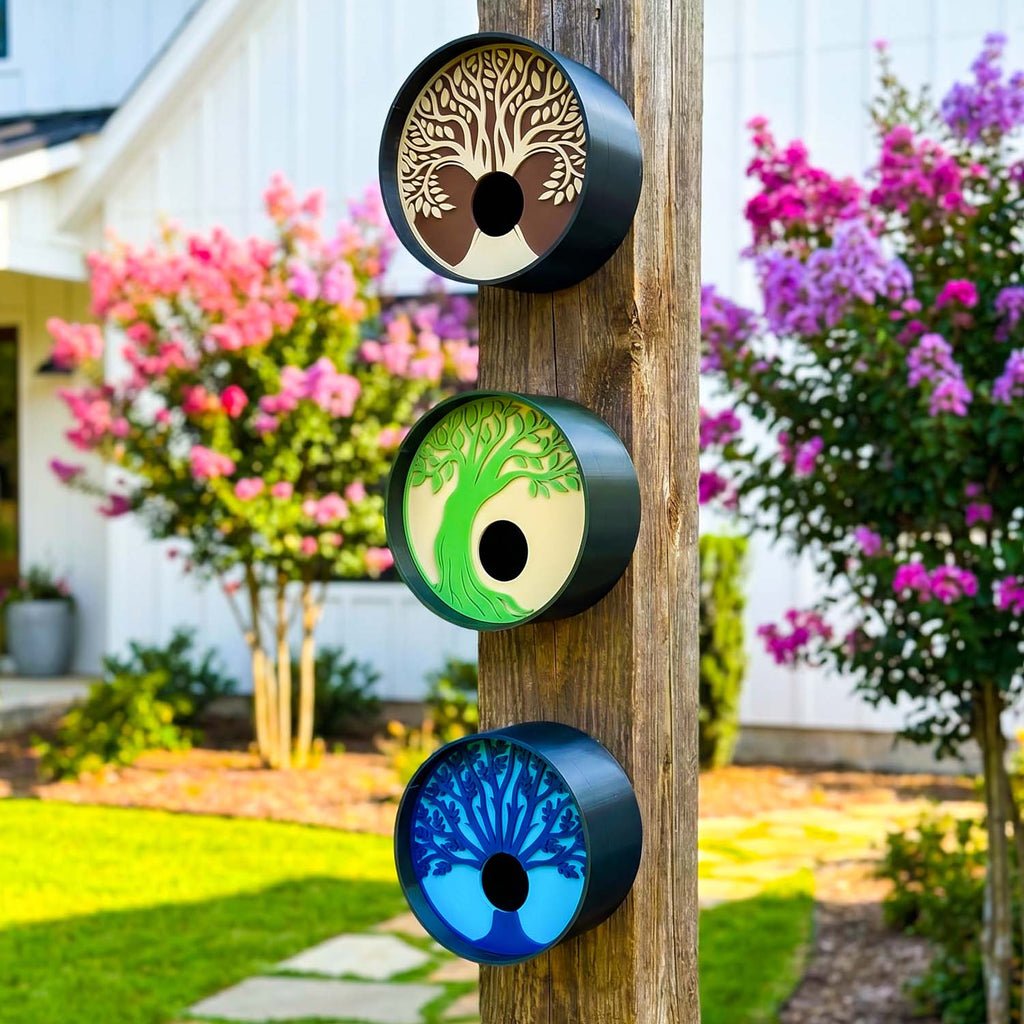 ADG42 Tranquil Tree Modern Round Birdhouses with Easy Maintenance Clean Out